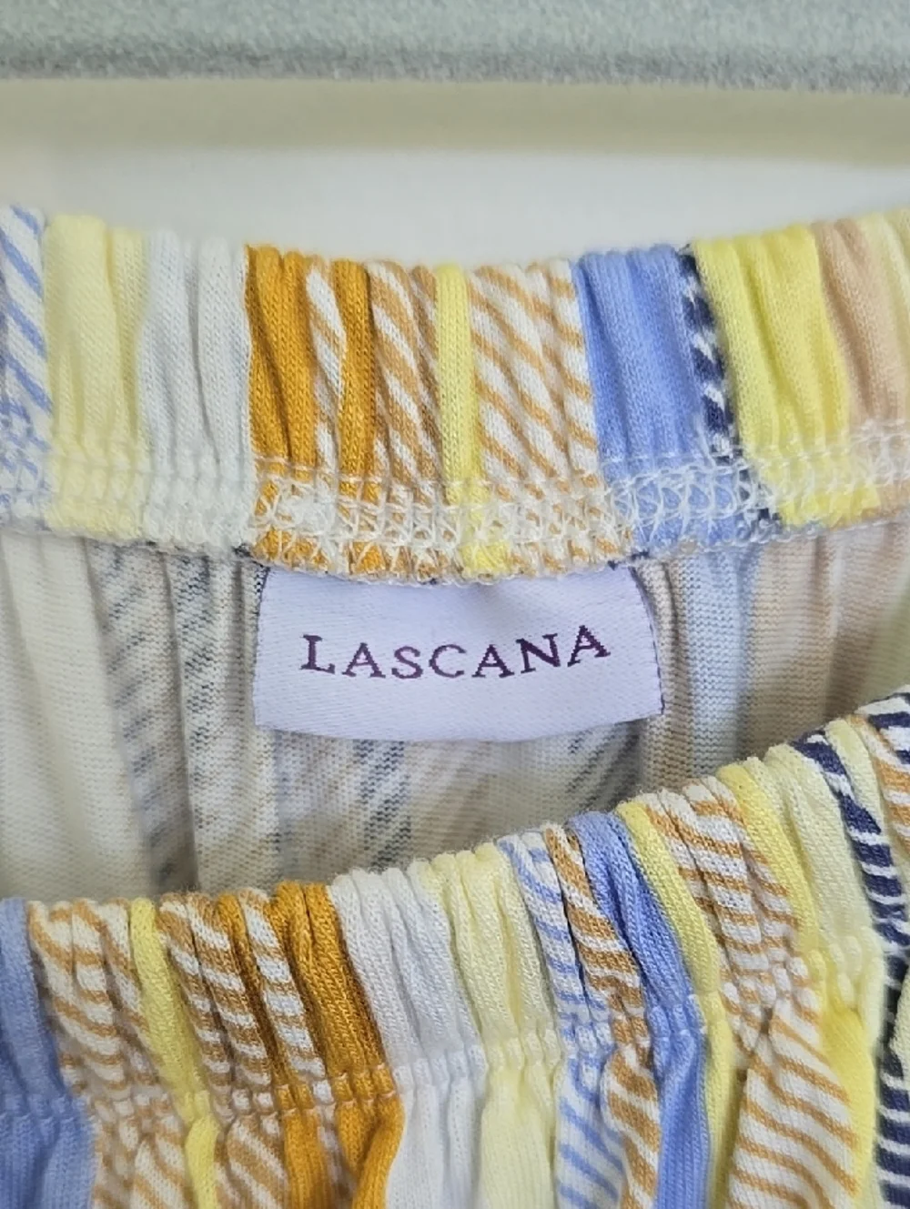 Lascana Off-Shoulder Striped Carmen Flounce Summer Dress in Yellow